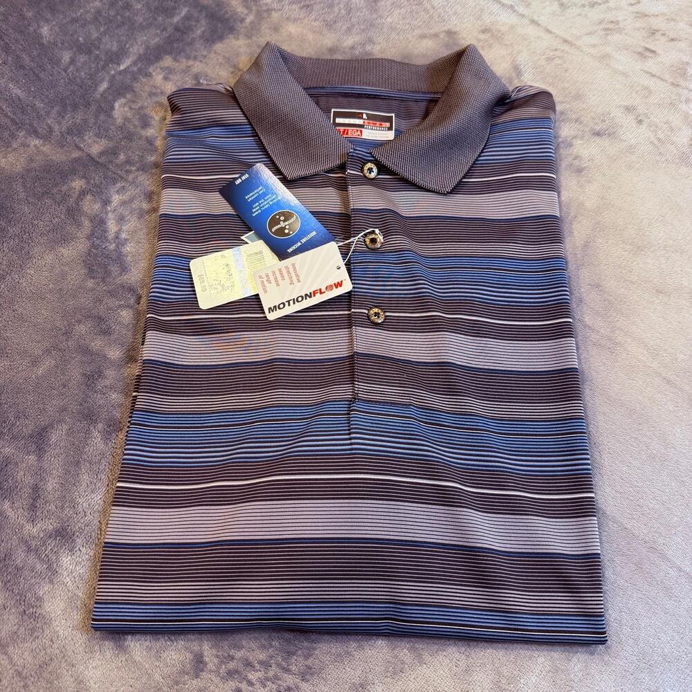 GrandSlam Performance Polo Shirt Mens XLT Gray Stripes Stretch MotionFlow NWT